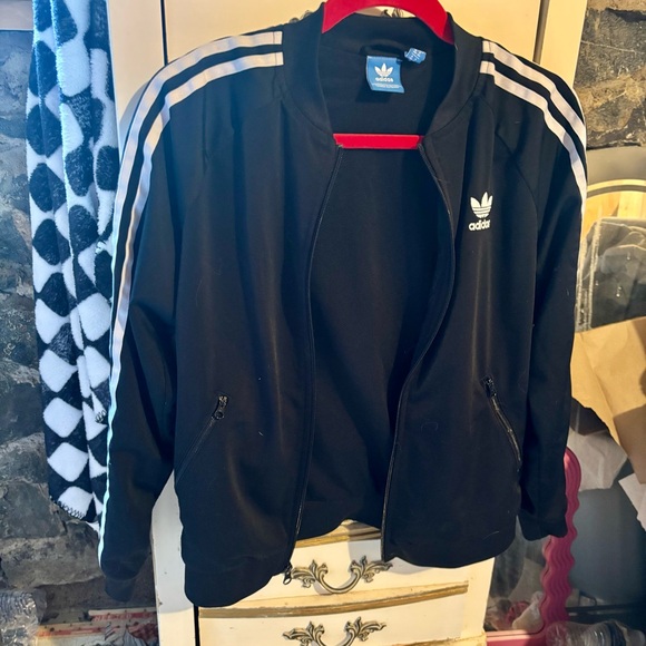Adidas Black Track Jacket with White Stripes - Picture 4 of 15